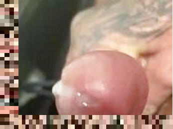 Jack off cum all over fat nut quick masturbate