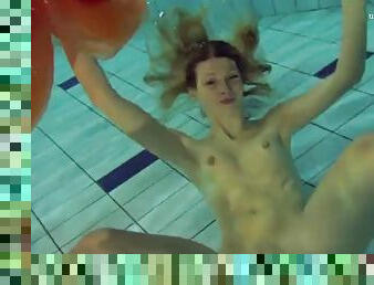 Super tight blonde teen Nastya underwater