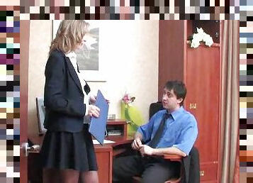 Secretary delivers her asshole for his pleasure
