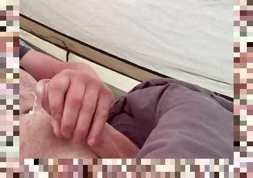 Masturbating in tent and cumming solo