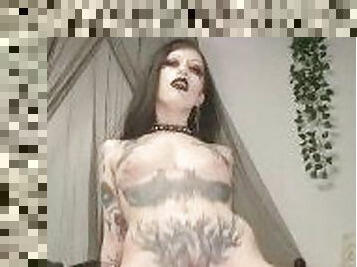 Petite goth riding and grinding on 