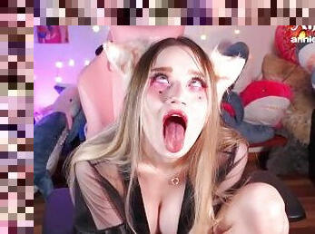 Ahegao girl playing with her vibrators and butt plugs - Annie May May