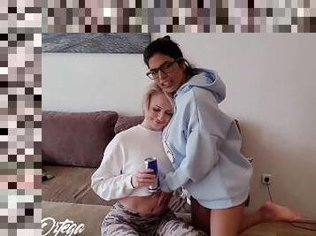 Blonde Kittina Clairette and I do a lesbian show