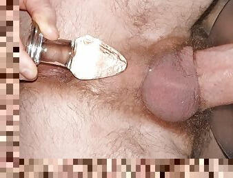 Big Glass Plug Makes Hairy Blonde Straight Guy Have A Loud Moaning Creampie!