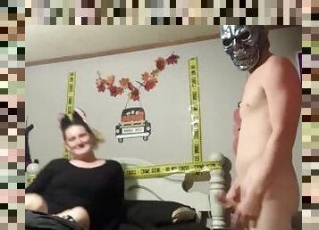 Daddy Monster Fucks Kitty Cats Throat And Pussy At A Halloween Costume Party In A Party Room