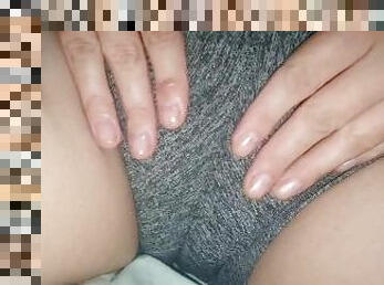 She tests her new shorts with her pussy showing, camel toe