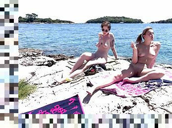 Paddle Boarding And Sunbathing Babes On Vacation Miss Pussycat With Rebeka Ruby Adriana And Sammy