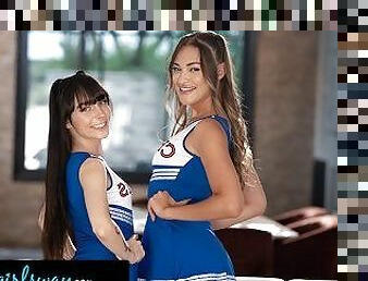 GIRLSWAY - Hot Cheerleader Massages Teammate After Practice! Both End Up Eating Each Other's Pussy