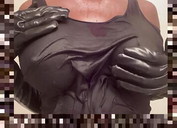 Playing With My Hard Black Nipples In A Black Shirt