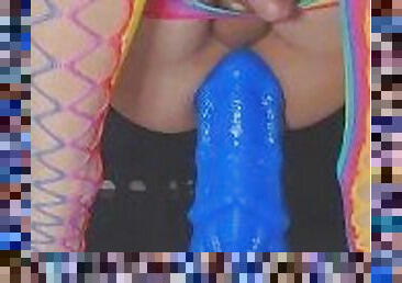 Riding XXL Seahorse Monster DIldo Like a Good Sissy