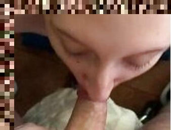 I'm making blowjob till my friends cum on my face!