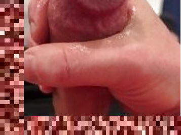 Jacking off at home close up.