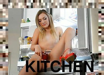 Nude girl masturbates nude in the kitchen and shares the best scenes