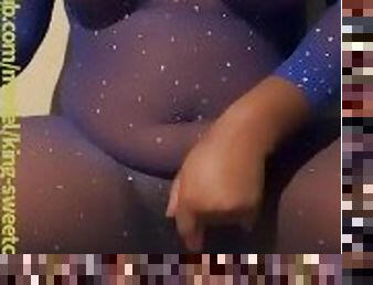 Big Titty West Indian Ebony getting off in Blue Fishnet Bodysuit