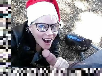 Cum For Christmas: Public Outdoor Christmas Blowjob