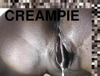 POV interracial fuck and creampie amateur