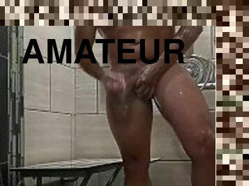 Shower Masturbation Vigorous Soapy Stroke And Cum Spurt (Feet Washing)