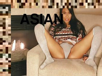 Asian Girl Masturbates By Fireplace - Jada Kai