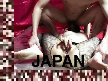 Nasty Japanese Slave who Masturbates with a Blowjob while Restraining her Legs.