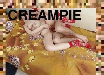 Teen Got Cock From Elf For New Years! And It Ends With A Creampie