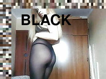 pantyhose, hitam, seluar-dalam, pakaian-dalaman, amerikan, rambut-perang