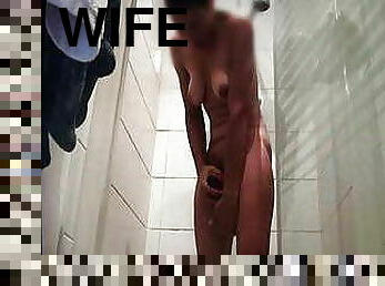 Wife toying in the shower again