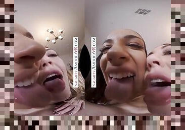 POV American Foursome - Adira Allure, Audrey Miles, and Sofi Ryan, have 4some fun cock sharing