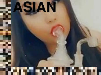 Chubby Asian Milf loves smoking Cannabis