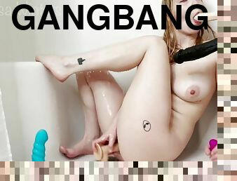 Dildo Gangbang: Using all my dildos in the shower