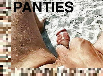 Masturbation on the beach with my panties on 4