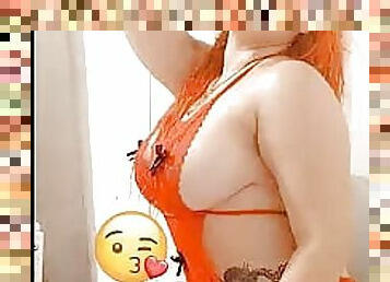 esposa, maduro, madurita-caliente, latino, mamá, regordeta, pelirroja, besando, bisexual, posando