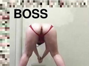 Boss makes me paint naked so I show him my ass hole