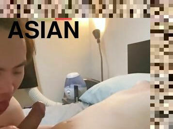 Asian Bf Sucking Big White Dick & Swallowing Thick Load