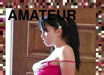 Hot Brunette showing big Breast Photoshoot