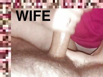 Quick handjob from tender wife