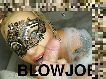 Hot Blue Eyed Blonde, Candy Butté, Gives the BEST EVER sensual Deepthroat blowjob in the bath