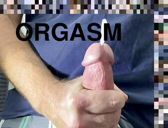 Horny guy rubs hard cock to ruined orgasm