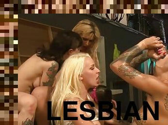 Hardcore lesbian orgy with super kinky tattooed bitches