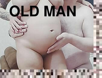 Pregnant teen hand job, titsjob and suck old man small cock