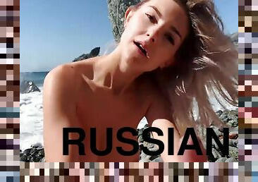 Russian Teen Girl Swallows Cum On Californian Public Beach - Eeva Elfie