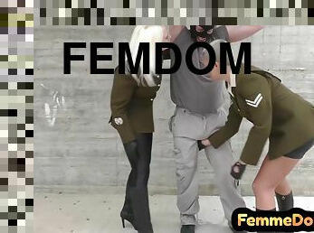 Army Cfnm Femdoms Enjoy Outdoor Bdsm Ballbusting