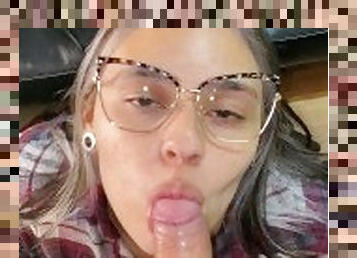 Gorgeous Sexy Latina Girl With Glasses Loves To Suck Cock