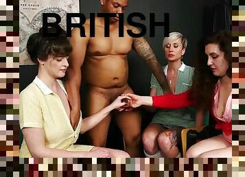 HD PURE CFNM - British students in uniform jerk off black cock in group