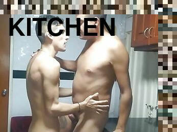 I jerk off my best friends ass while we are in the kitchen