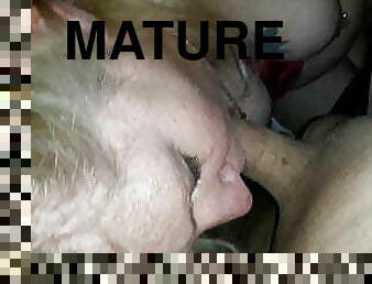 Mature blonde cheating wife loves sucking cock, milf, gilf