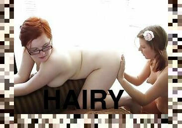 Big titted redhead with hairy cunt enjoys lesbian cunnilingus and anal rimming