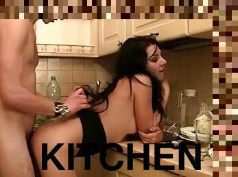 Emo Emily gets her ass fucked in the kitchen by her Emo Boyfriend