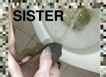Kind Step sister helping her Step Brother to pee and washing his BBC in Asian Toilet
