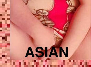 asiatique, orgasme, giclée, amateur, joufflue, solo