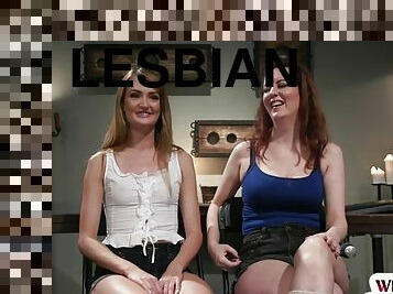 Lesbian domina milf whipping bdsm teen in bondage stranded